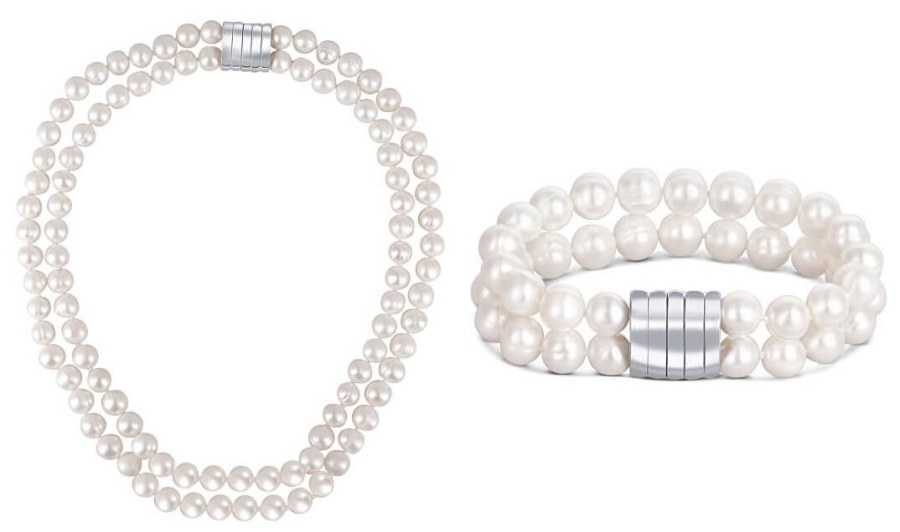 JwL Luxury Pearls Zvýhodněná perlová souprava šperků JL0598 a JL0656 (náramek, náhrdelník) - Náhrdelníky
