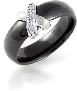 Modesi Černý keramický prsten QJRQY6157KL 52 mm - Prsteny Prsteny s kamínkem