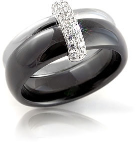 Modesi Černý keramický prsten QJRQY6269KL 50 mm - Prsteny Prsteny s kamínkem