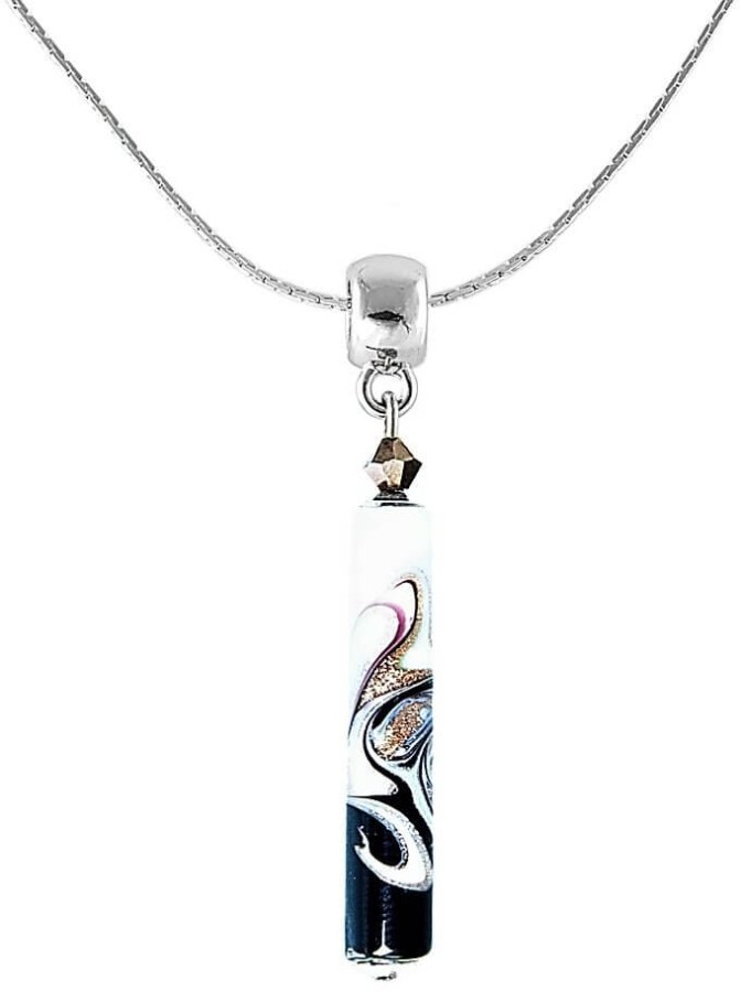 Lampglas Elegantní náhrdelník Black a  White s unikátní perlou Lampglas NPR11 - Náhrdelníky