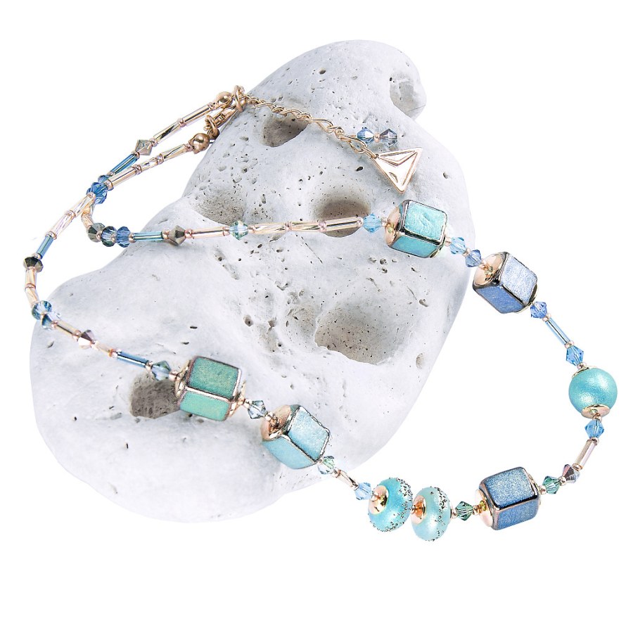 Lampglas Elegantní náhrdelník Turquoise Beauty z perel Lampglas NCU51 - Náhrdelníky