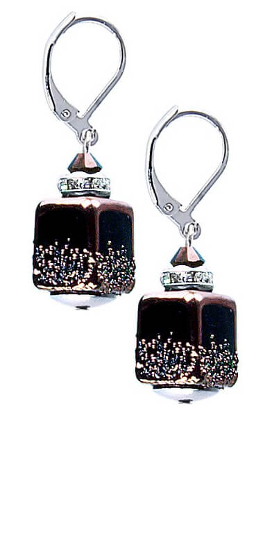 Lampglas Elegantní náušnice Clear Night z perel Lampglas ECU25 - Náušnice Visací náušnice