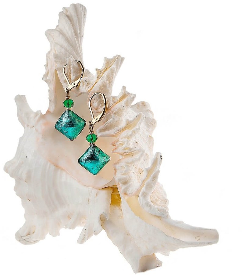 Lampglas Elegantní náušnice Emerald Princess s ryzím stříbrem v perlách Lampglas ERO1 - Náušnice Visací náušnice