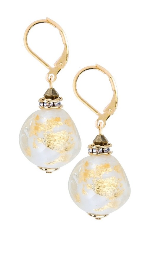 Lampglas Elegantní náušnice Gold Elegance s 24karátovým zlatem v perlách Lampglas ECQ11 - Náušnice Visací náušnice