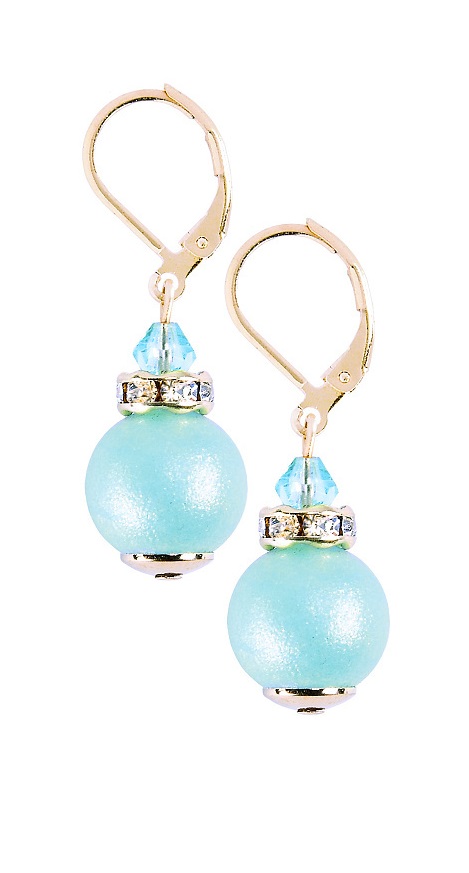 Lampglas Elegantní náušnice Turquoise Beauty z perel Lampglas ECU51 - Náušnice Visací náušnice