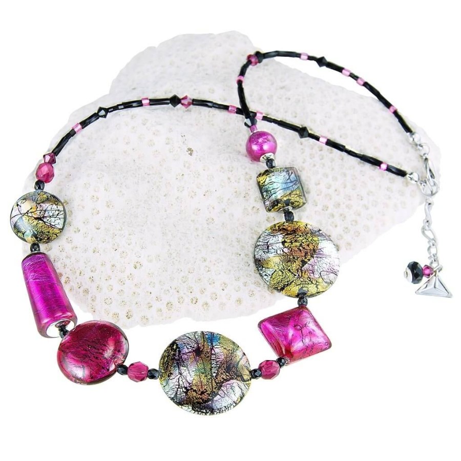 Lampglas Hravý náhrdelník Sweet Candy s 24karátovým zlatem a ryzím stříbrem v perlách Lampglas NRO8 - Náhrdelníky