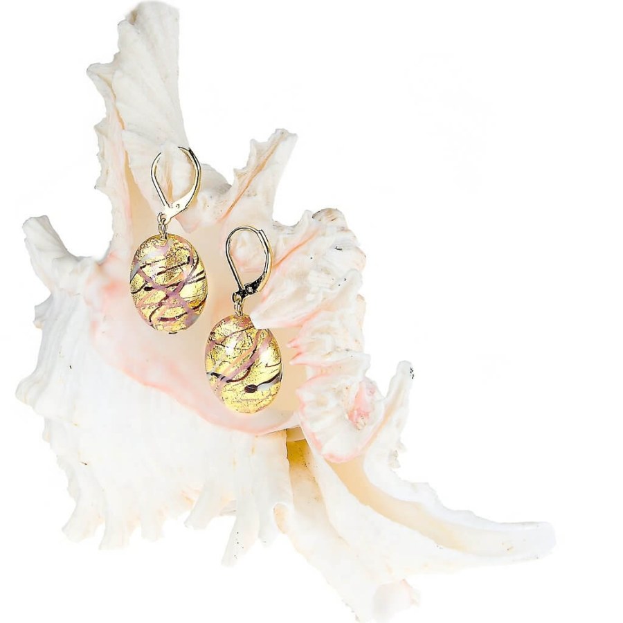 Lampglas Krásné náušnice Romantic Roots z perel Lampglas s 24karátovým zlatem EP13 - Náušnice Visací náušnice