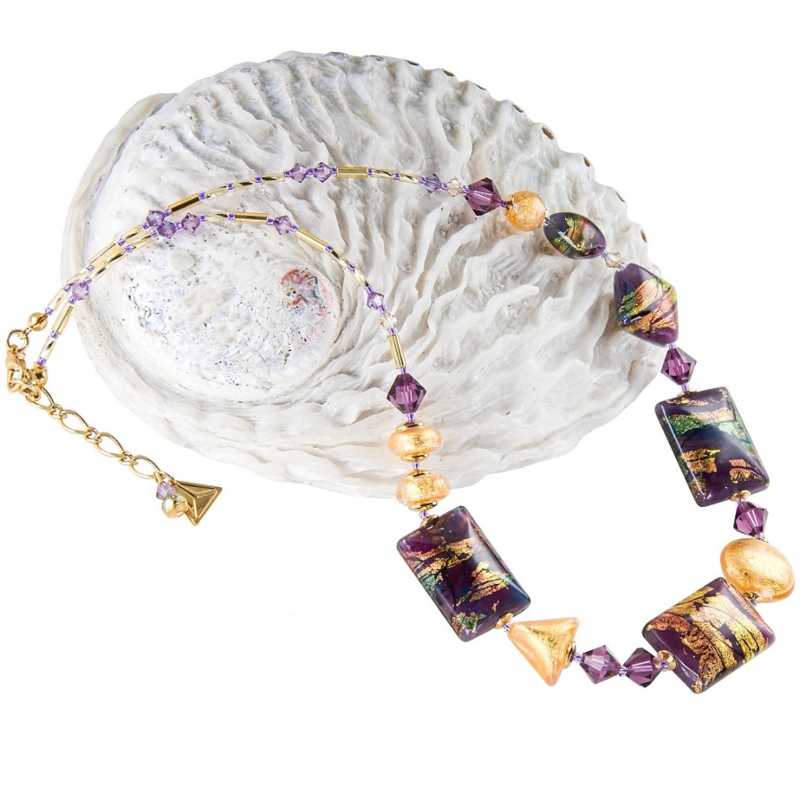 Lampglas Luxusní náhrdelník My Art s 24karátovým zlatem v perlách Lampglas NRO13 - Náhrdelníky