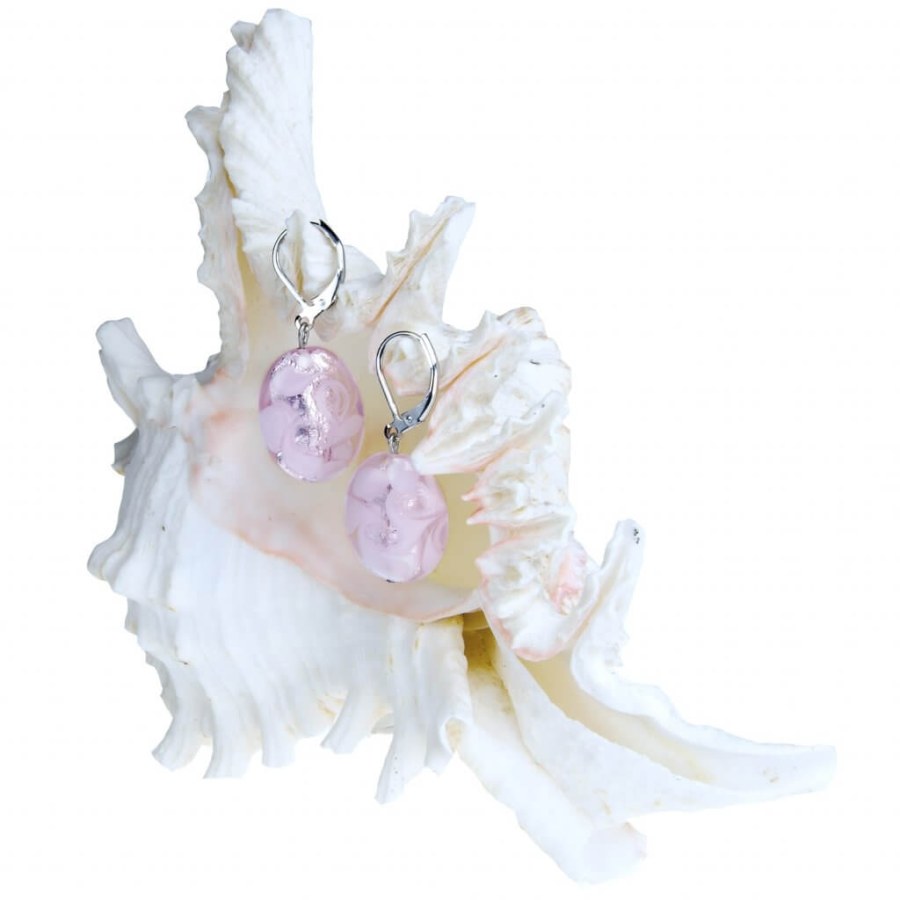 Lampglas Něžné náušnice Pink Lace z perel Lampglas s ryzím stříbrem EP2 - Náušnice Visací náušnice