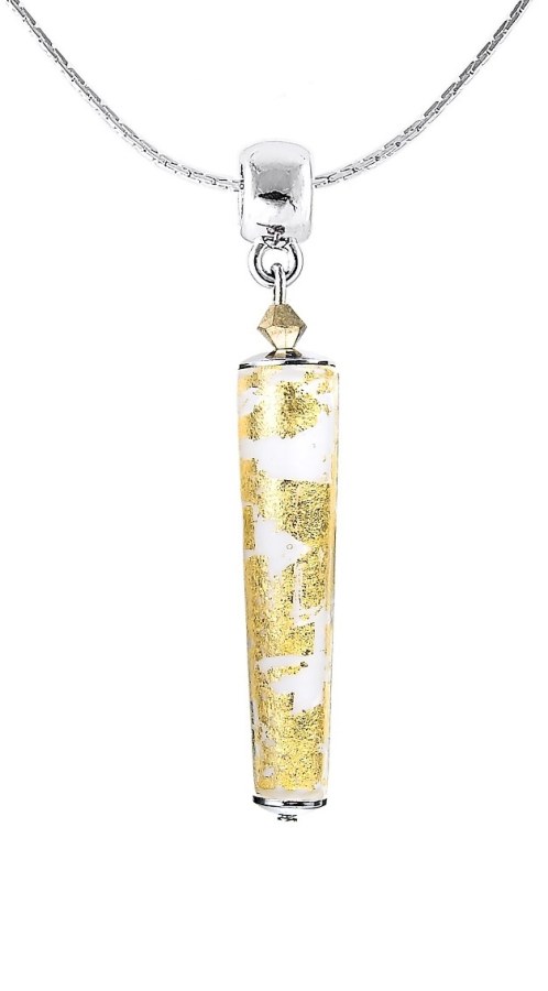 Lampglas Něžný náhrdelník Golden Swan s 24karátovým zlatem v perle Lampglas - Náhrdelníky