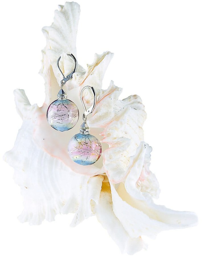 Lampglas Půvabné náušnice Pastel Dream s ryzím stříbrem v perlách Lampglas ERO8 - Náušnice Visací náušnice