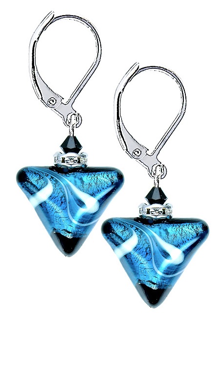 Lampglas Půvabné náušnice Sea Wave Triangle s ryzím stříbrem v perlách Lampglas ETA12 - Náušnice Visací náušnice