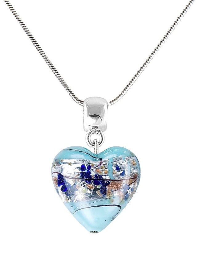 Lampglas Půvabný náhrdelník Ice Heart s ryzím stříbrem v perle Lampglas NLH29 - Náhrdelníky