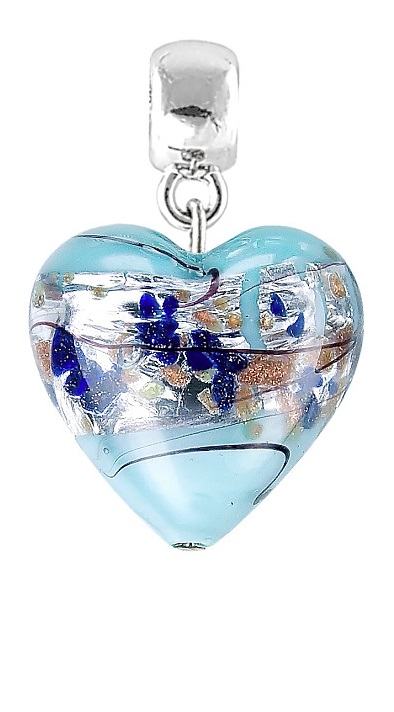 Lampglas Půvabný přívěsek Ice Heart s ryzím stříbrem v perle Lampglas S29 - Přívěsky a korálky