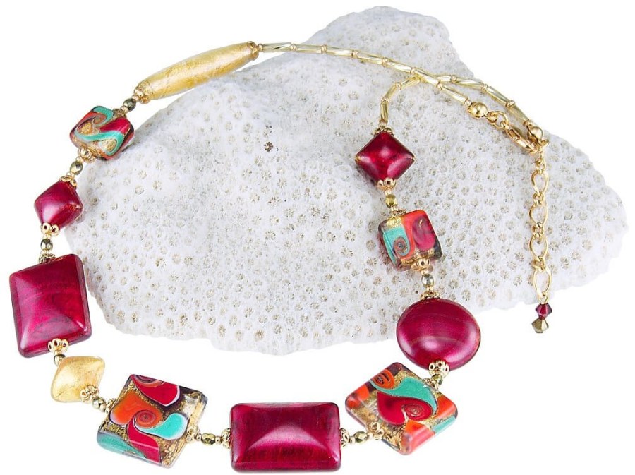 Lampglas Skvostný náhrdelník Indian Summer s 24karátovým zlatem v perlách Lampglas NRO6 - Náhrdelníky