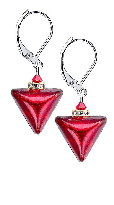 Lampglas Svůdné náušnice Red Triangle s 24karátovým zlatem v perlách Lampglas ETA4/S - Náušnice Visací náušnice