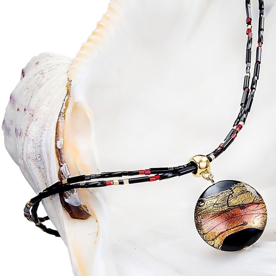 Lampglas Tajemný dámský náhrdelník Mystery s perlou Lampglas s 24karátovým zlatem NP18 - Náhrdelníky