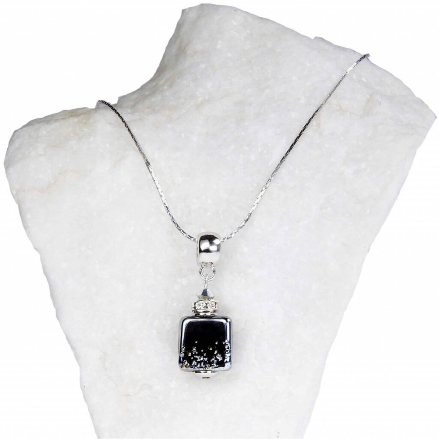 Lampglas Unikátní dámský náhrdelník Dark Lady s perlou Lampglas NSA11 - Náhrdelníky