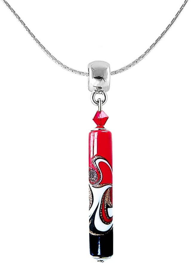 Lampglas Vášnivý náhrdelník Red Black s unikátní perlou Lampglas NPR12 - Náhrdelníky