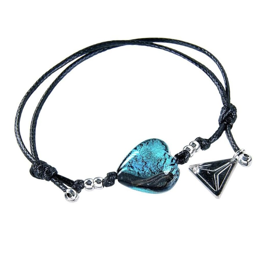 Lampglas Výjimečný náramek Turquoise Heart s ryzím stříbrem v perle Lampglas BLH5 - Náramky Kabala náramky