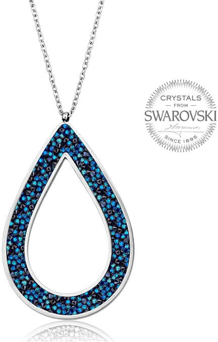 Levien Krásný náhrdelník s krystaly SS Rocks Pear 49 bermuda blue - Náhrdelníky