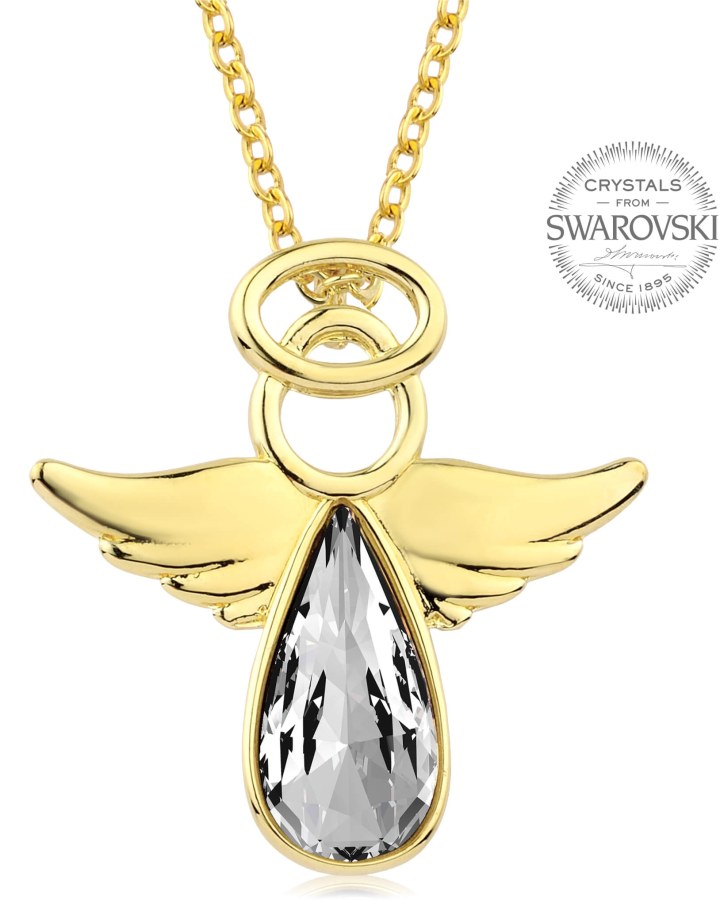 Levien Pozlacený náhrdelník s krystalem Angel Rafael - Náhrdelníky