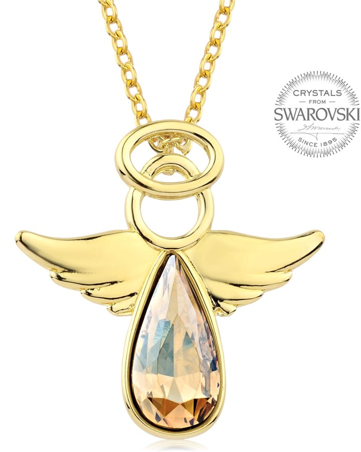 Levien Pozlacený náhrdelník s třpytivým krystalem Angel Rafael - Náhrdelníky
