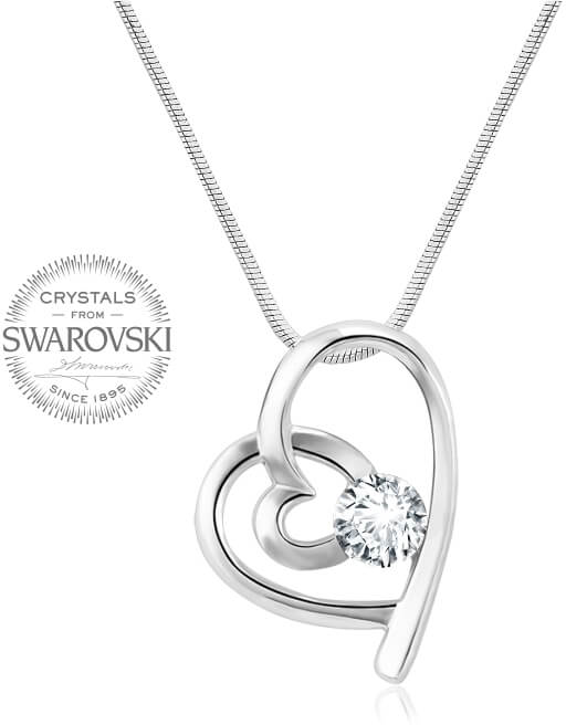 Levien Romantický náhrdelník Srdíčko s čirým krystalem - Náhrdelníky