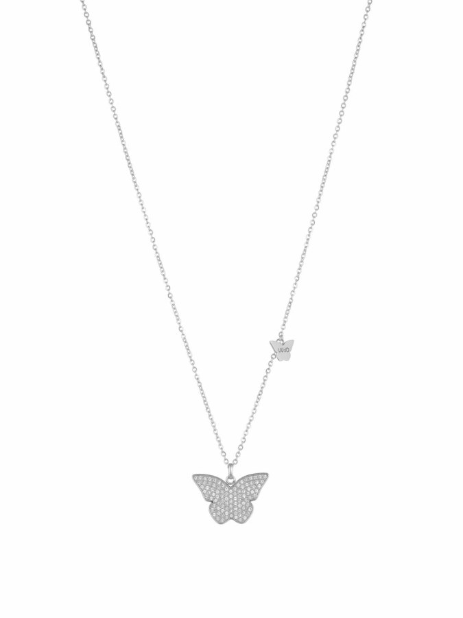 Liu Jo Půvabný ocelový náhrdelník s motýlky Brilliant LJ1638