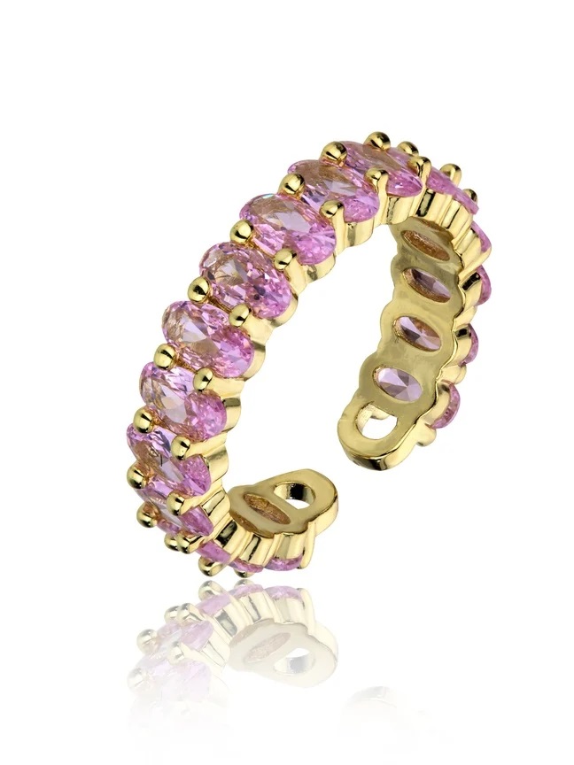 Marc Malone Třpytivý pozlacený prsten s růžovými zirkony Arabella Pink Ring MCR23053G - Prsteny Prsteny s kamínkem