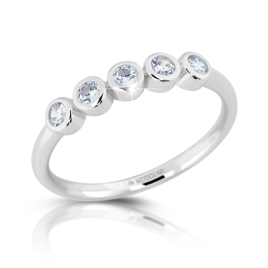 Modesi Blyštivý stříbrný prsten se zirkony M01016 50 mm - Prsteny Prsteny s kamínkem