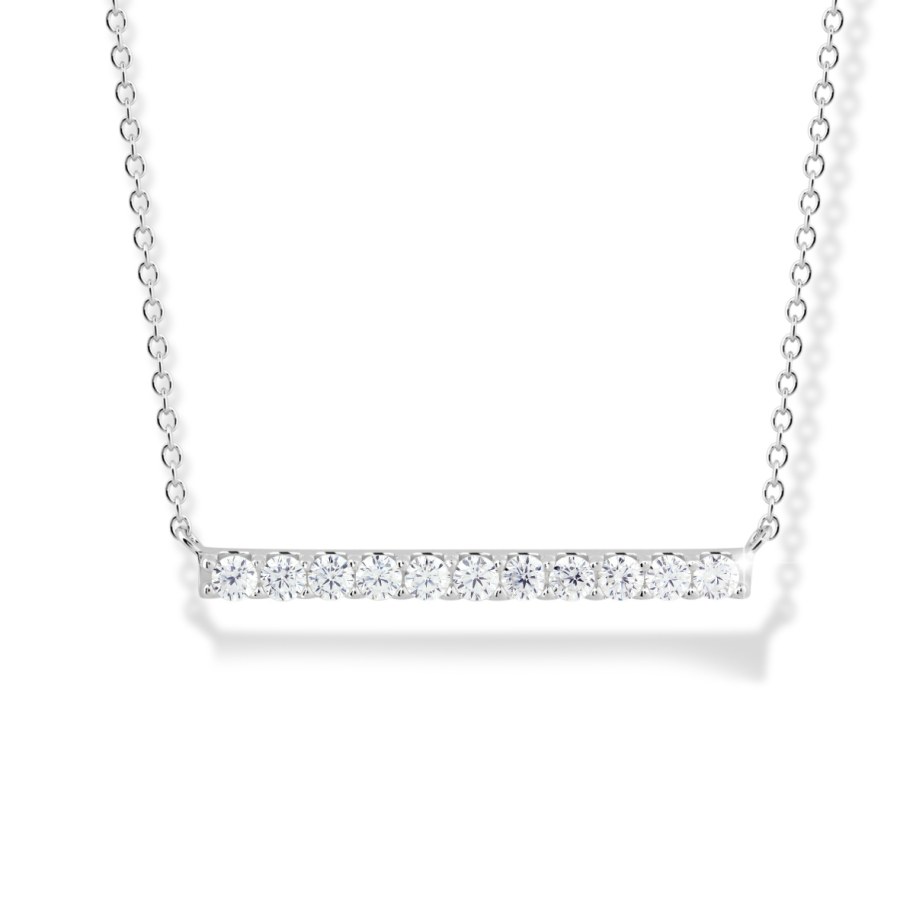 Modesi Elegantní stříbrný náhrdelník se zirkony M43088 - Náhrdelníky