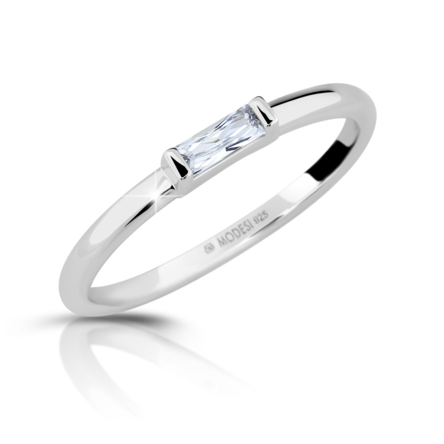 Modesi Minimalistický stříbrný prsten se zirkonem M01012 50 mm - Prsteny Zásnubní prsteny