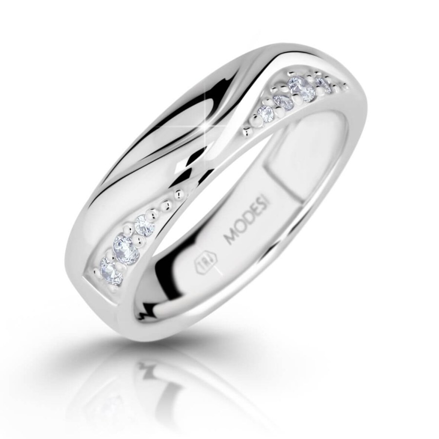 Modesi Módní stříbrný prsten se zirkony M16026 60 mm - Prsteny Prsteny s kamínkem