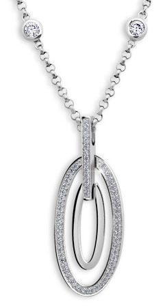 Modesi Elegantní stříbrný náhrdelník se zirkony WYDBK-N (řetízek, přívěsek) - Náhrdelníky
