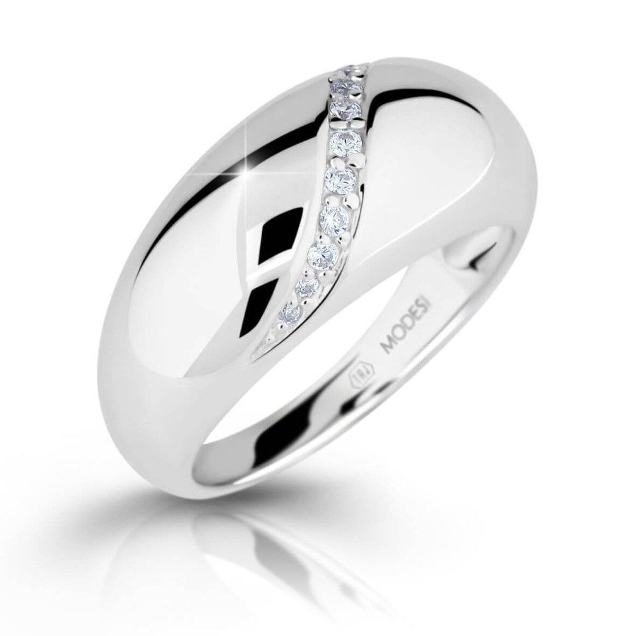 Modesi Nepřehlédnutelný stříbrný prsten se zirkony M16017 58 mm - Prsteny Prsteny s kamínkem
