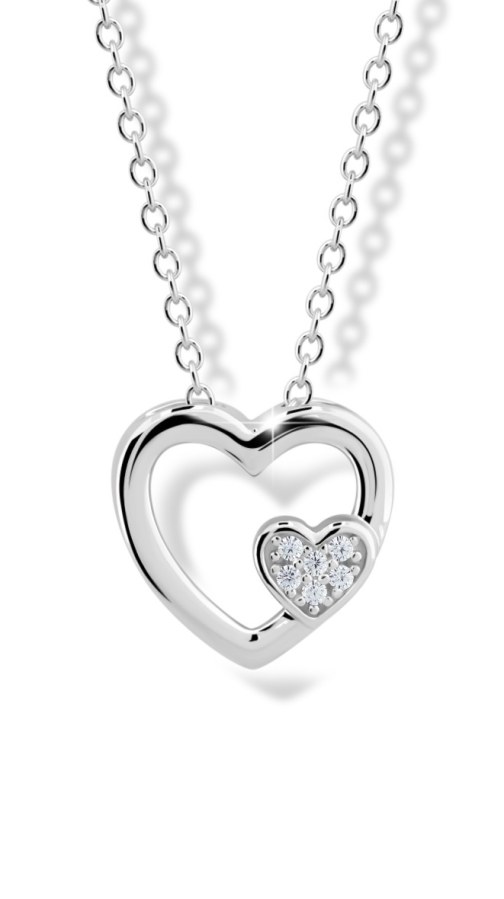 Modesi Něžný stříbrný náhrdelník se zirkony Dvě srdce M43085 - Náhrdelníky