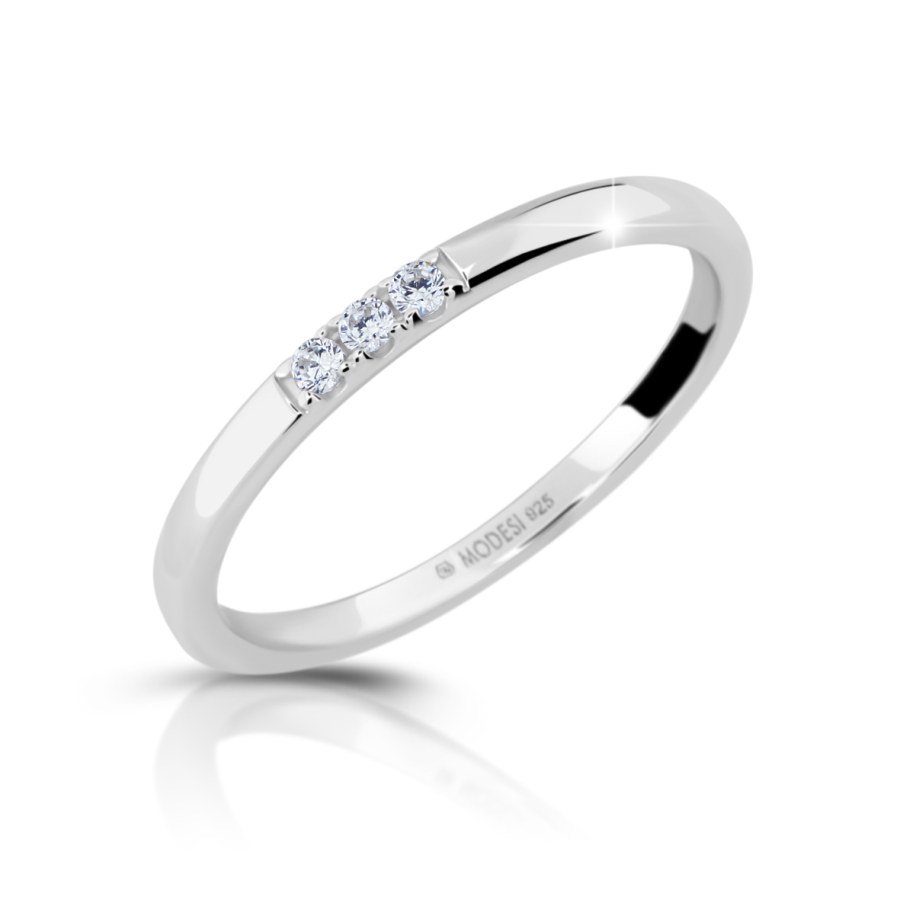 Modesi Něžný stříbrný prsten se zirkony M01014 52 mm - Prsteny Prsteny s kamínkem