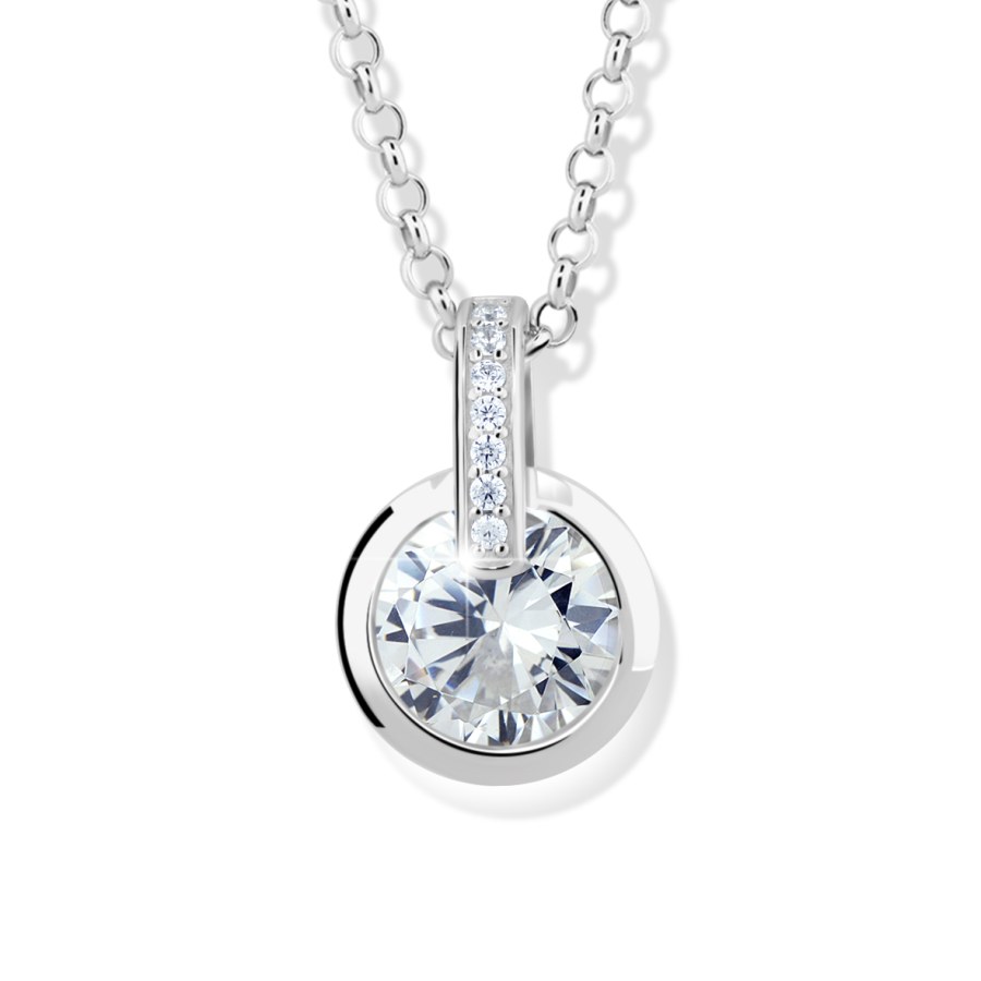 Modesi Okouzlující stříbrný náhrdelník se zirkony M41063 (řetízek, přívěsek) - Náhrdelníky