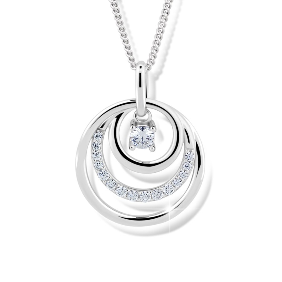 Modesi Překrásný náhrdelník ze stříbra J328CZ-W (řetízek, přívěsek) - Náhrdelníky