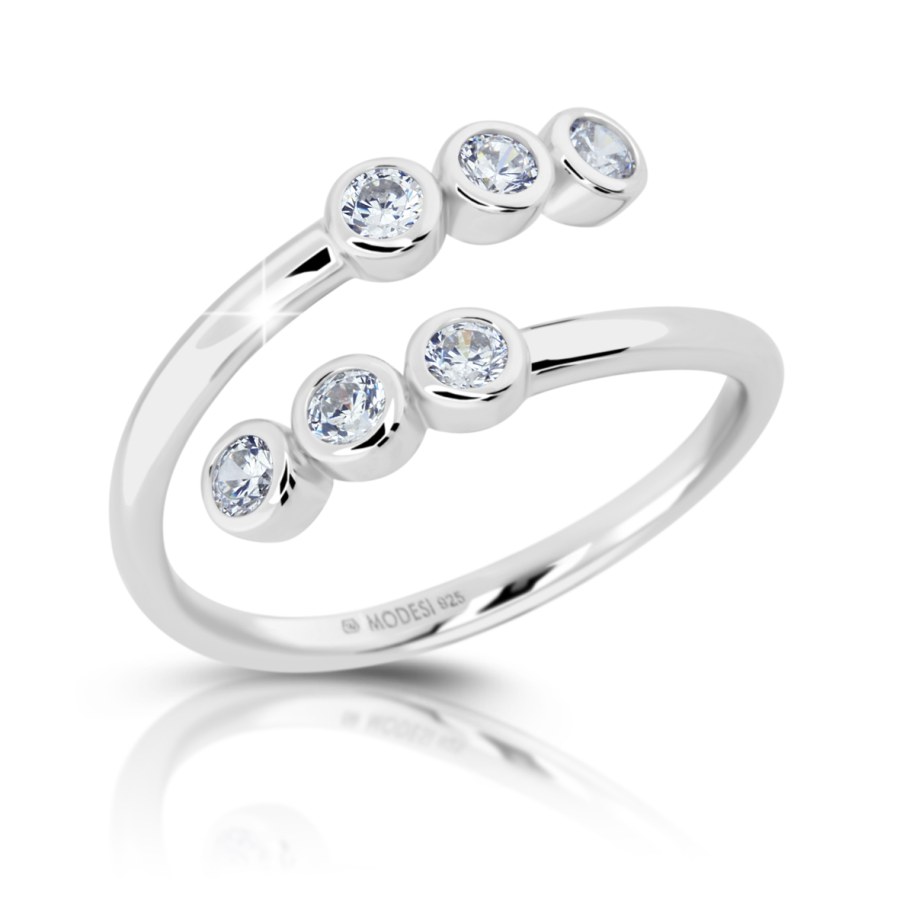 Modesi Půvabný stříbrný prsten se zirkony M01013 50 mm - Prsteny Prsteny s kamínkem