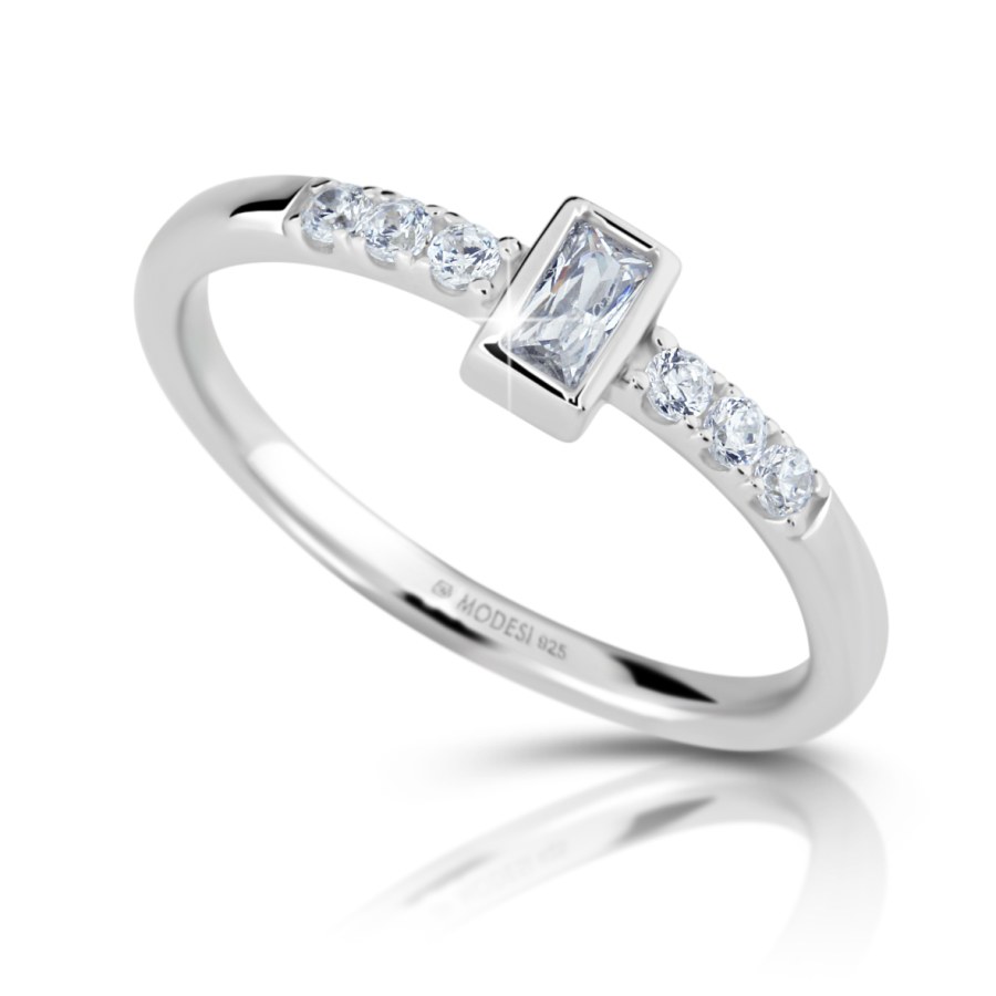 Modesi Stříbrný zásnubní prsten se zirkony M01015 50 mm - Prsteny Zásnubní prsteny