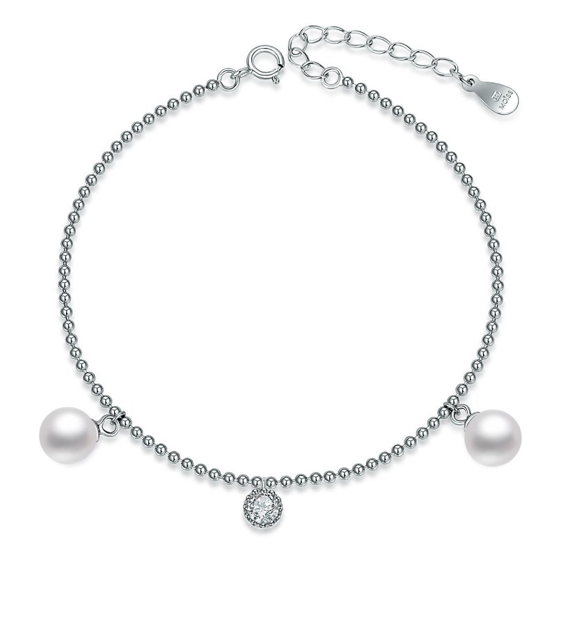 MOISS Elegantní stříbrný náramek s perlami BP000025 - Náramky Řetízkové náramky