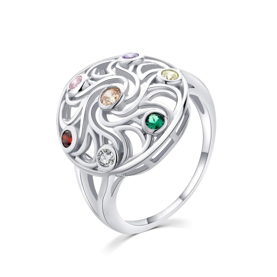 MOISS Hravý stříbrný prsten s barevnými zirkony R00021 55 mm - Prsteny Prsteny s kamínkem