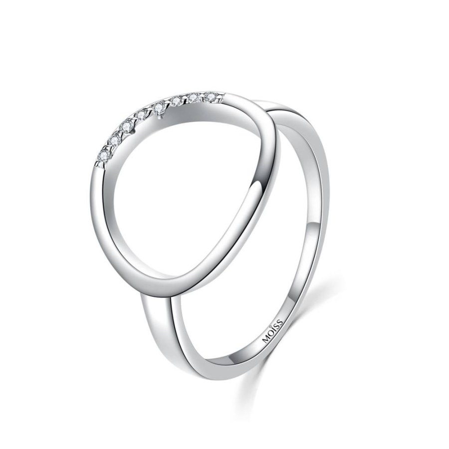 MOISS Elegantní stříbrný prsten se zirkony R0001901 48 mm - Prsteny Prsteny s kamínkem