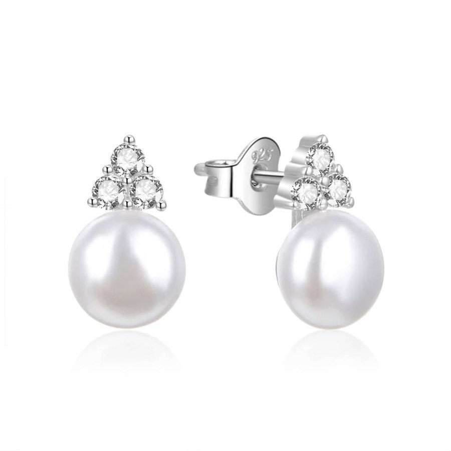 MOISS Půvabné stříbrné náušnice s perlami a zirkony E0003109 - Náušnice Pecky