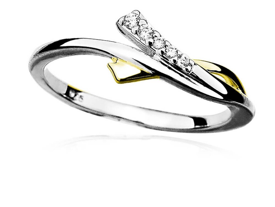 MOISS Půvabný stříbrný bicolor prsten se zirkony R0000 57 mm - Prsteny Prsteny s kamínkem