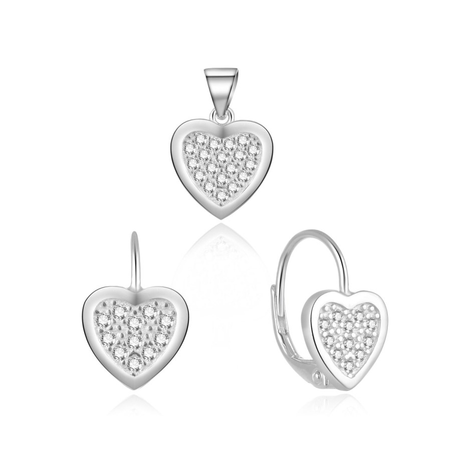 MOISS Romantická stříbrná sada šperků Srdce S0000272 (přívěsek, náušnice) - Náušnice Pecky
