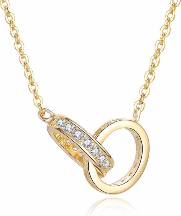 MOISS Stylový pozlacený náhrdelník s kroužky N0000580 - Náhrdelníky