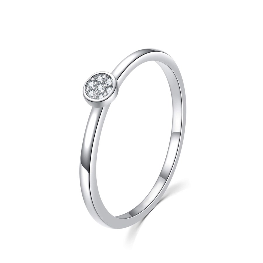 MOISS Třpytivý stříbrný prsten s čirými zirkony R00020 50 mm - Prsteny Prsteny s kamínkem